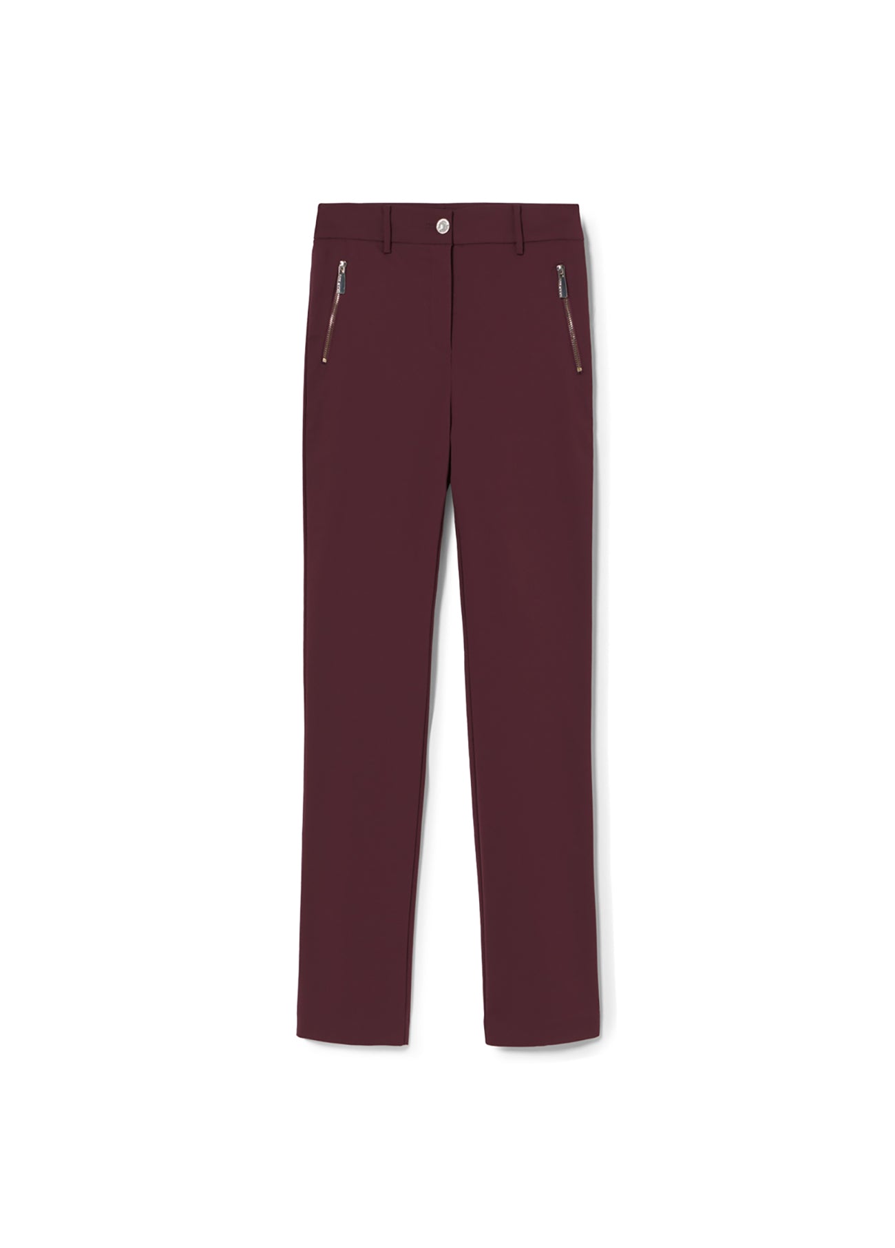 Stretch fabric trousers with zipped pocket
