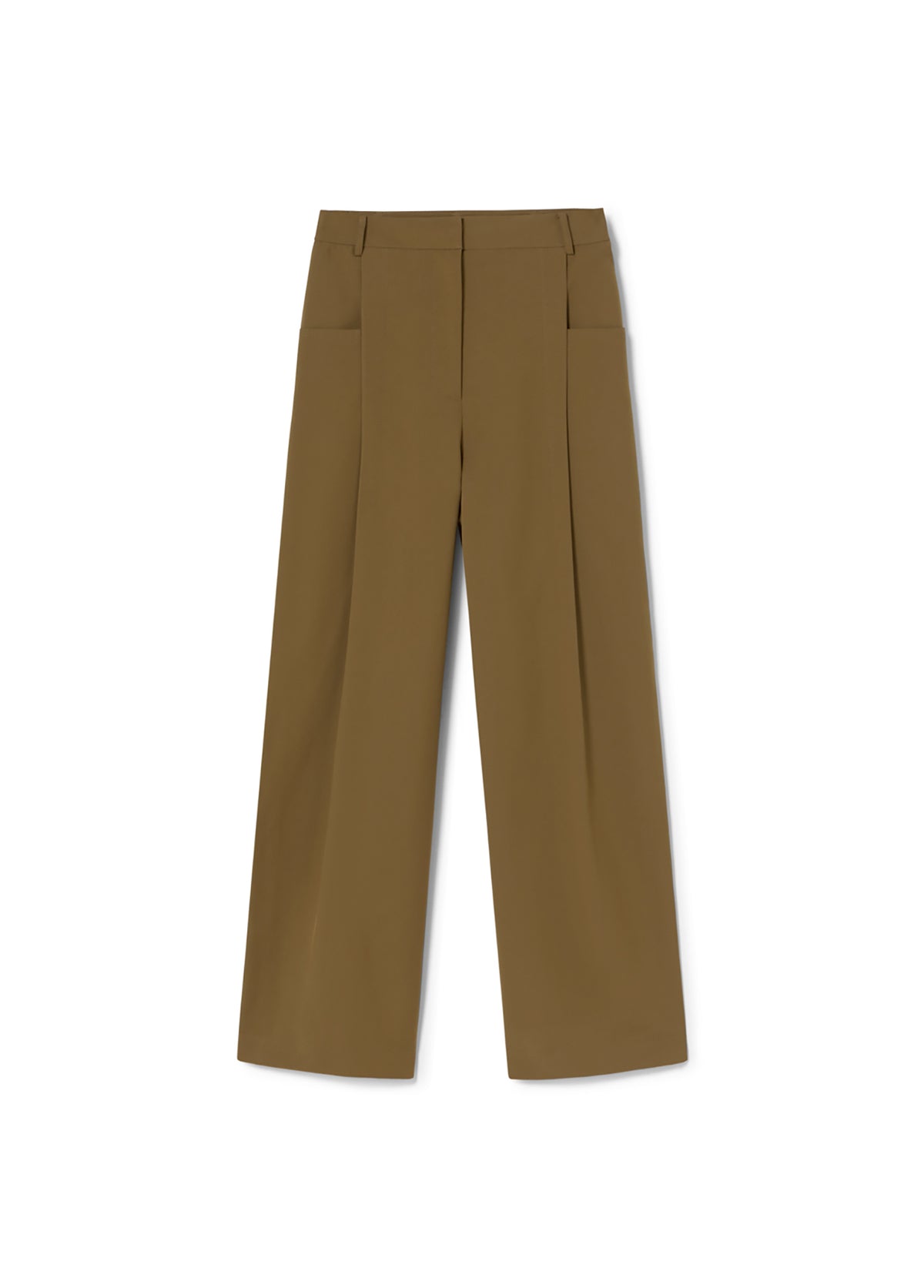 Cropped straight fit poplin trousers