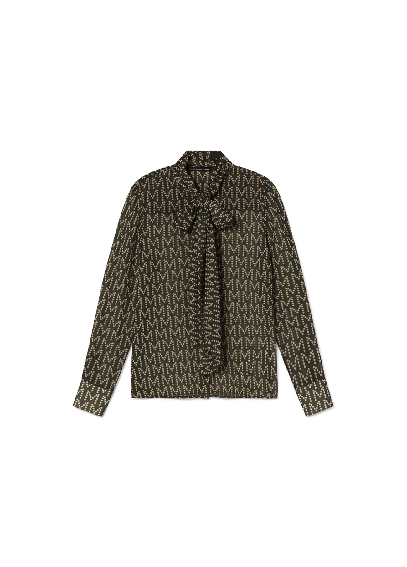 Logo Pattern Blouse with Neck Tie