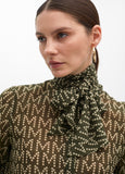 Logo Pattern Blouse with Neck Tie