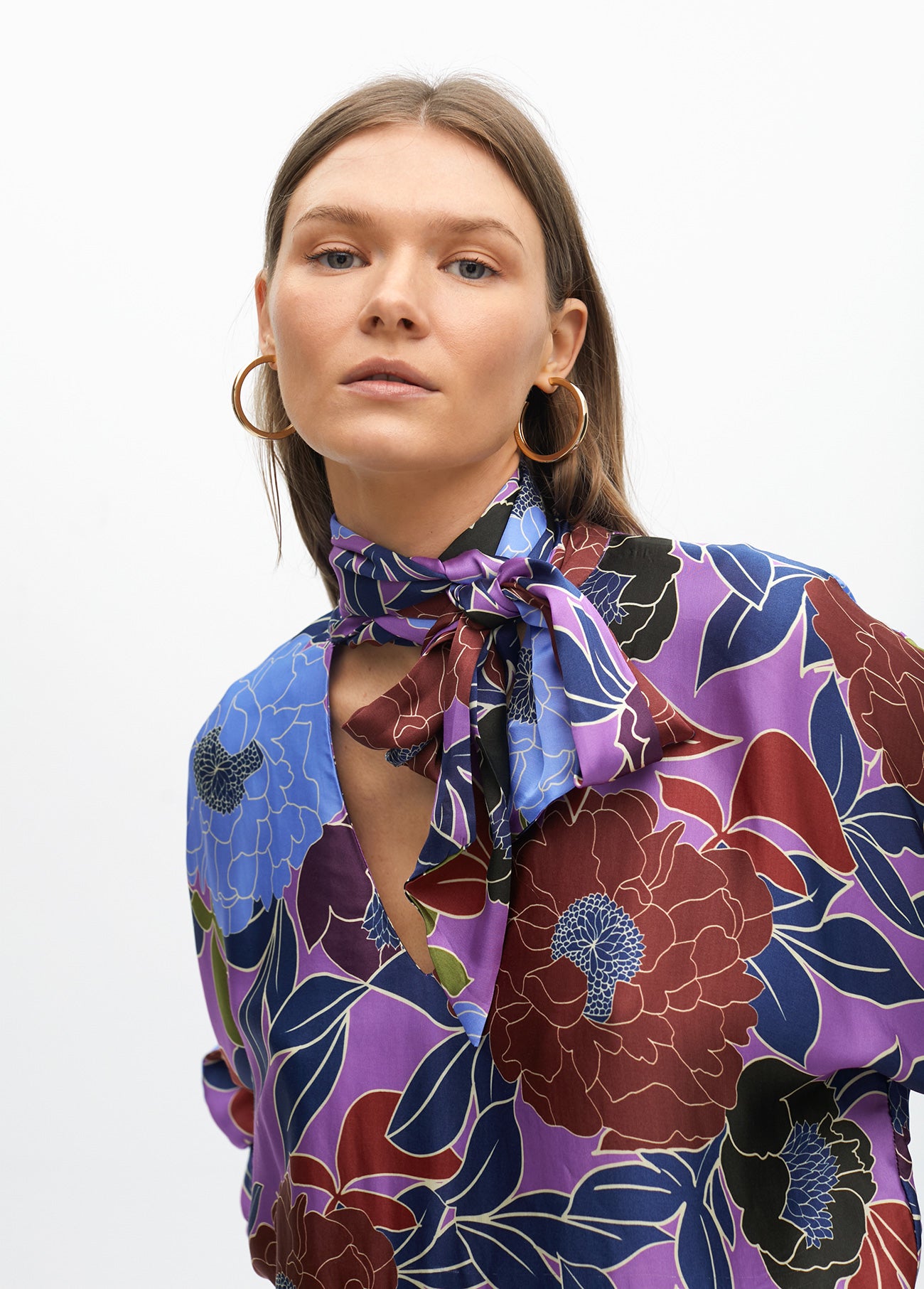 Floral Tie-Neck Blouse