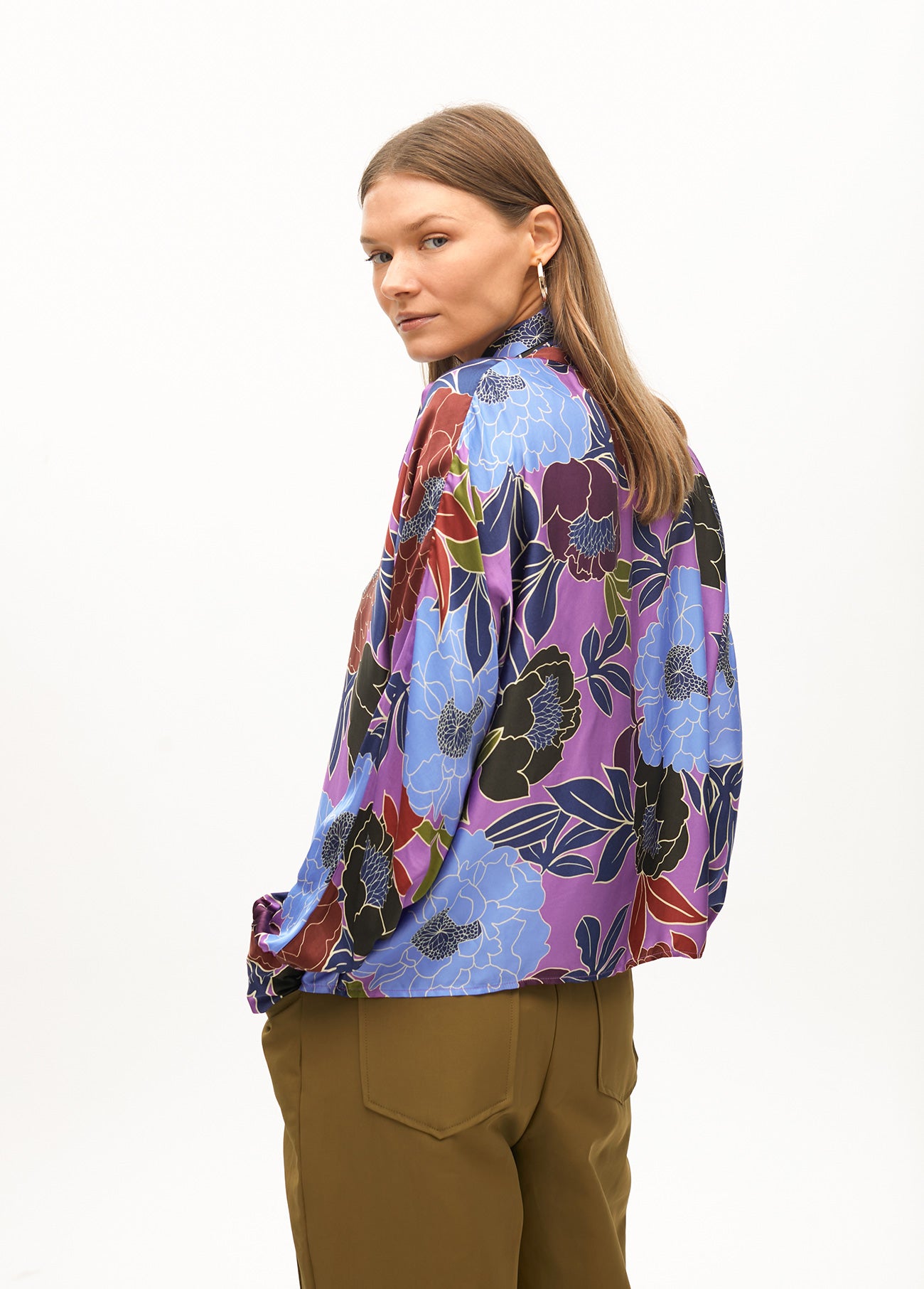 Floral Tie-Neck Blouse