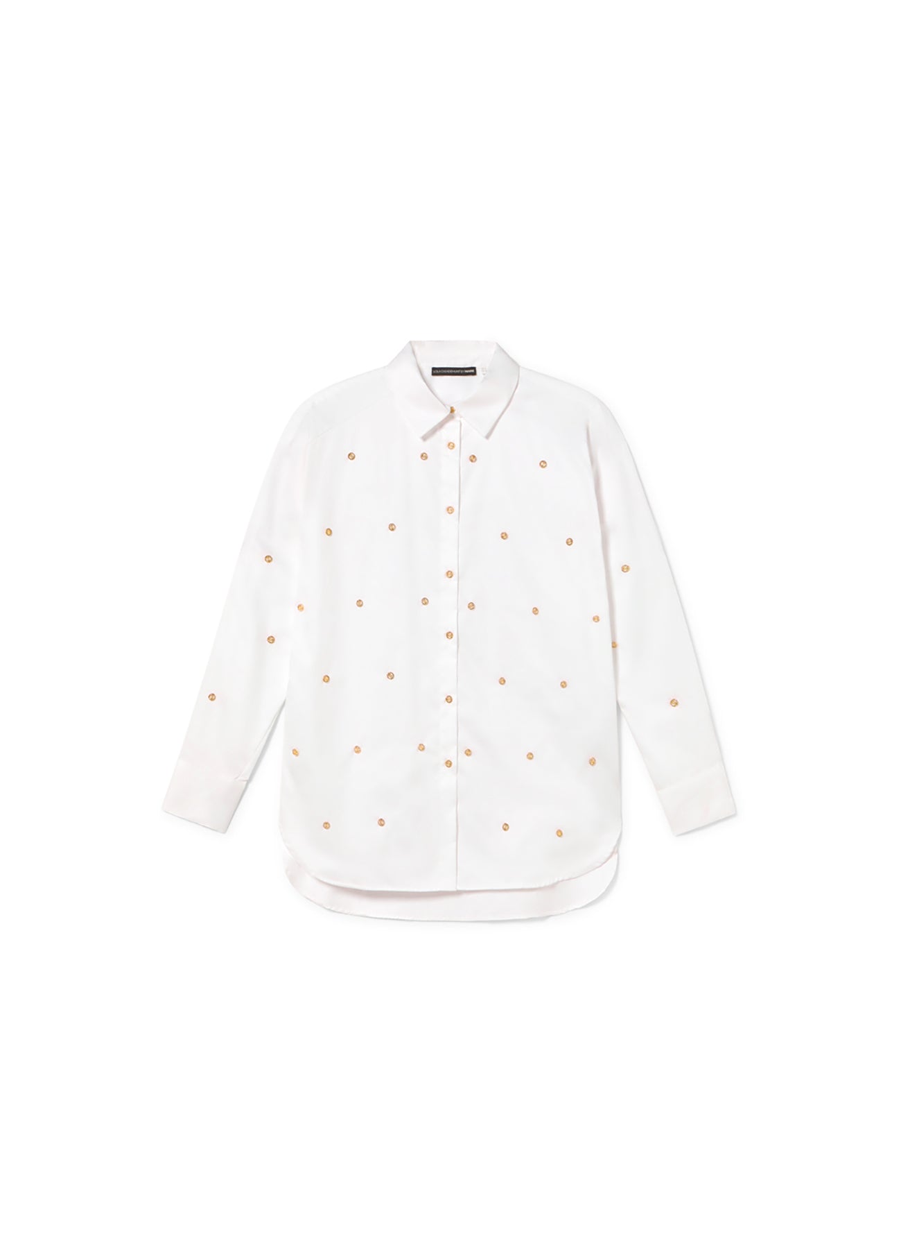 Straight Poplin Shirt with Jewel Detail