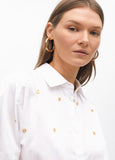 Straight Poplin Shirt with Jewel Detail