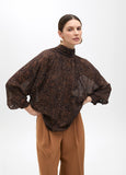 Animal Print Turtleneck Blouse