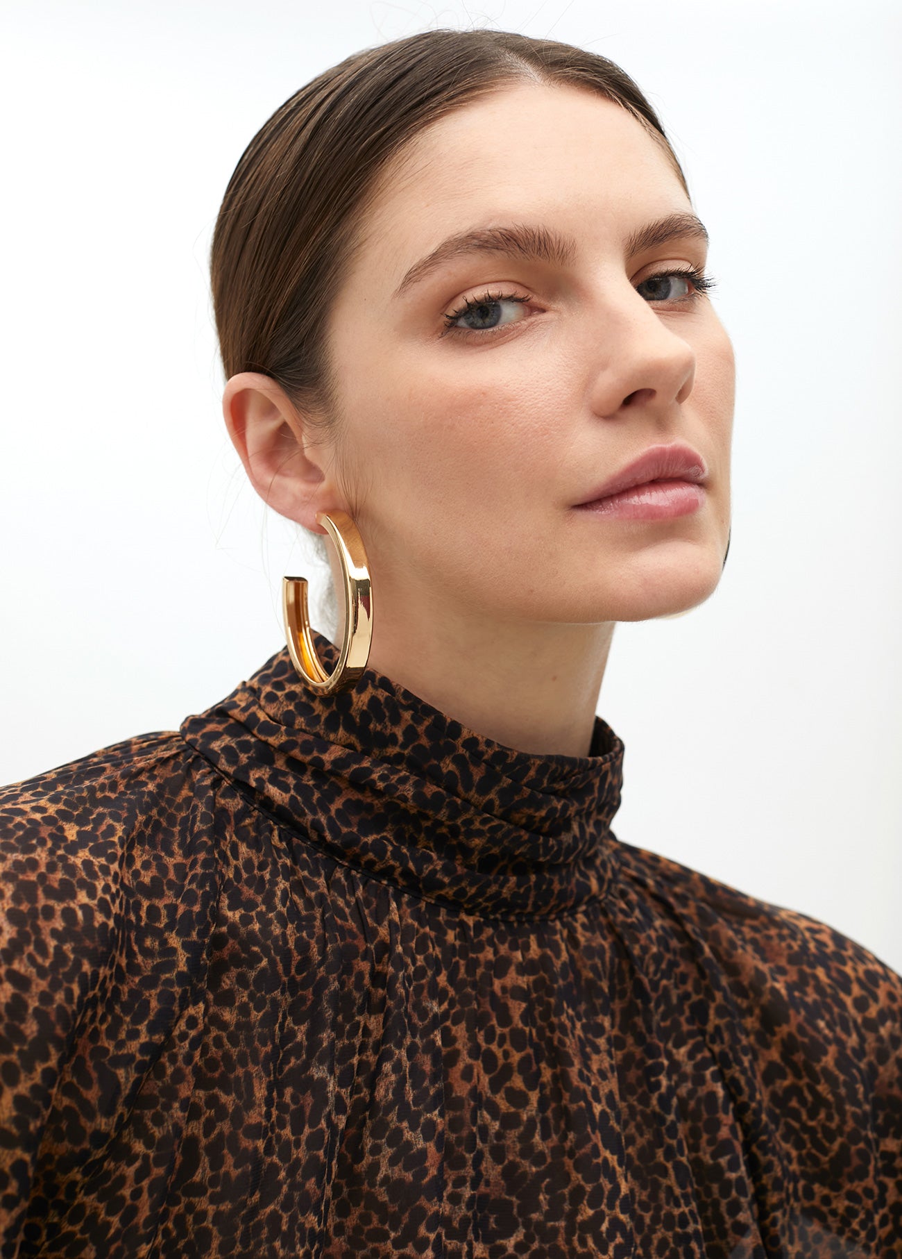 Animal Print Turtleneck Blouse
