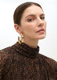 Animal Print Turtleneck Blouse