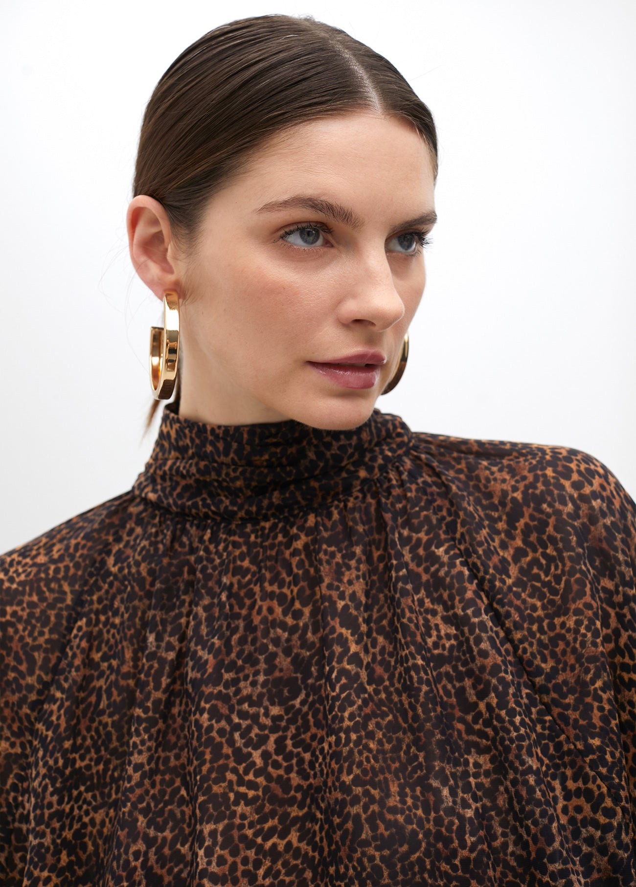 Animal Print Turtleneck Blouse