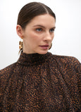 Animal Print Turtleneck Blouse