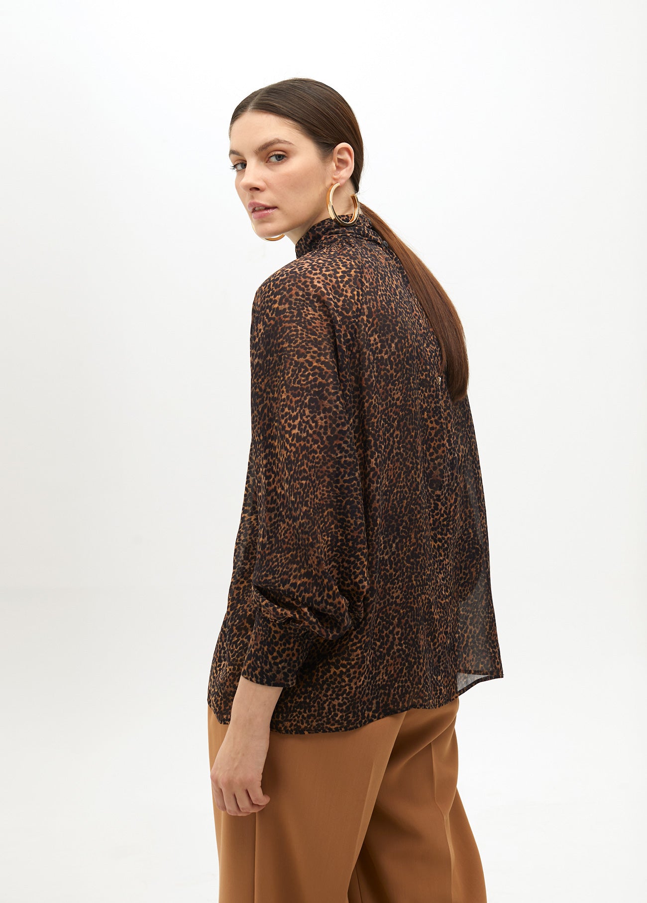 Animal Print Turtleneck Blouse