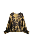 Printed Blouse with Asymmetric Sleeve