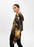 Printed Blouse with Asymmetric Sleeve