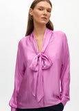 Fluid Satin Blouse with Bow