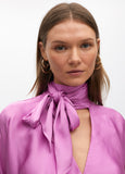 Fluid Satin Blouse with Bow