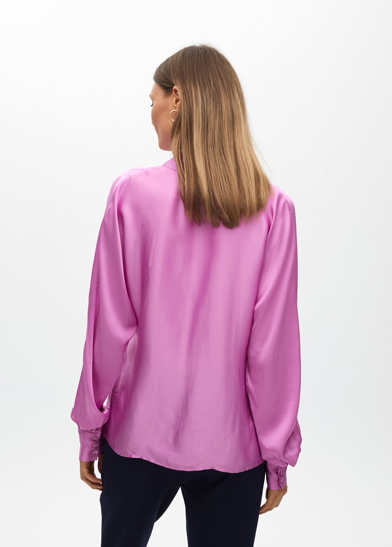 Fluid Satin Blouse with Bow