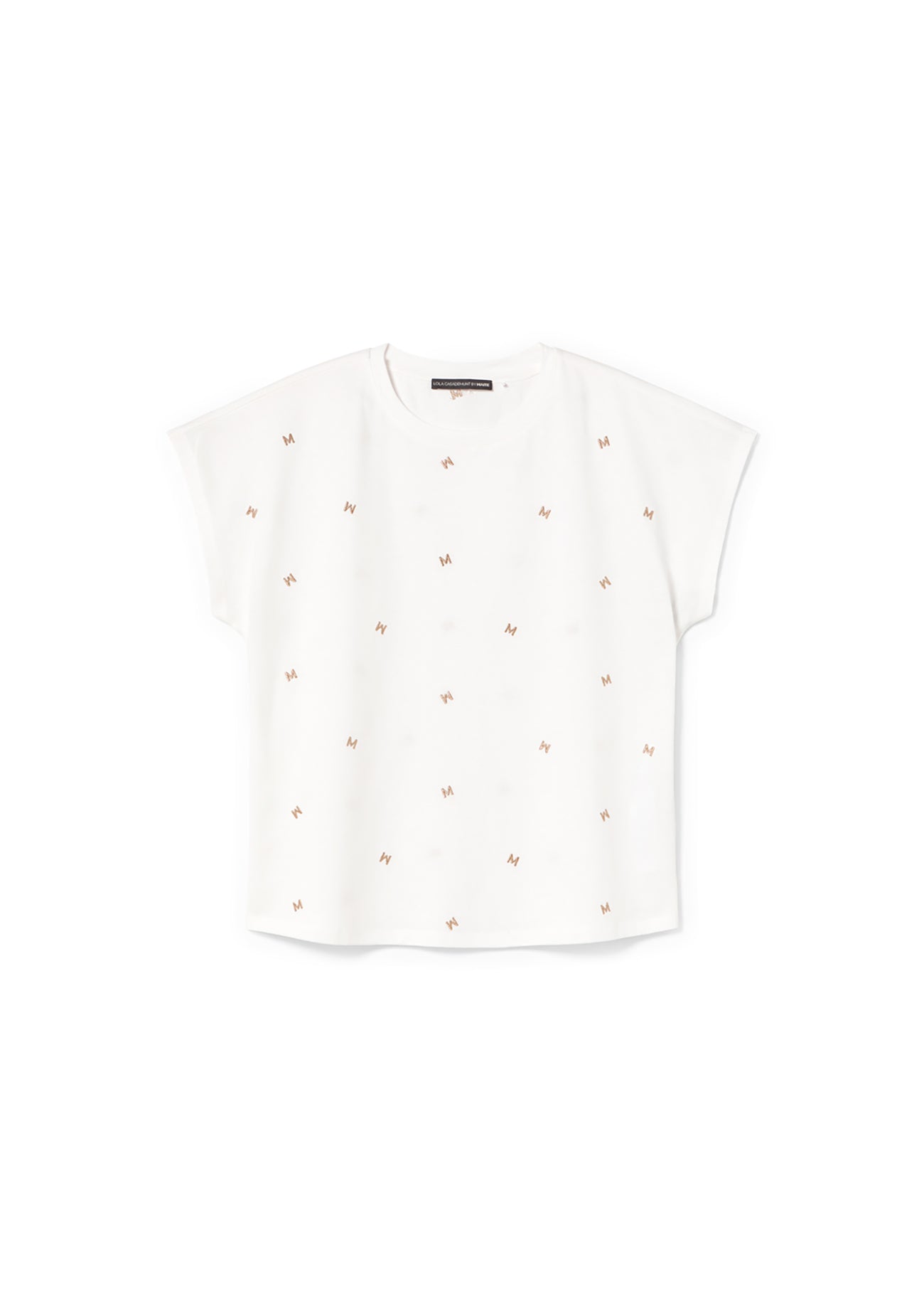 Dropped Sleeve T-shirt with Logo Embroidery