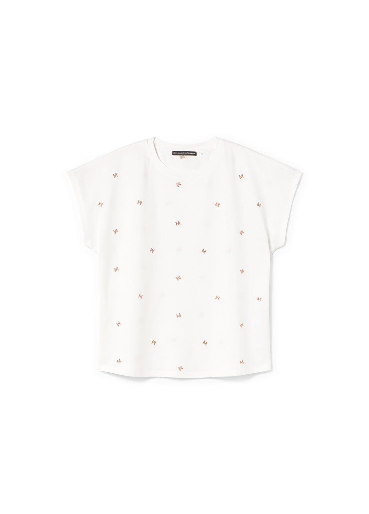 Dropped Sleeve T-shirt with Logo Embroidery