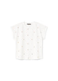 Dropped Sleeve T-shirt with Logo Embroidery
