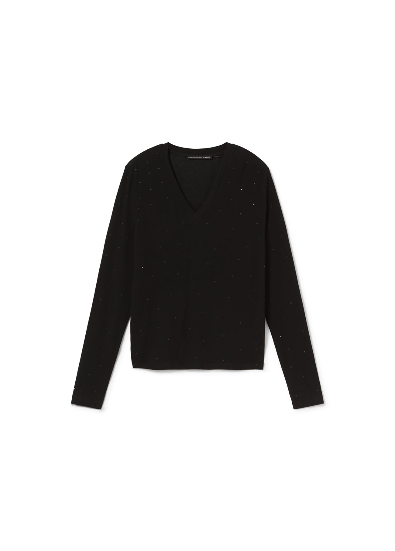 V-Neck Knit Top with Strass