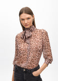 Animal Print Bow Blouse