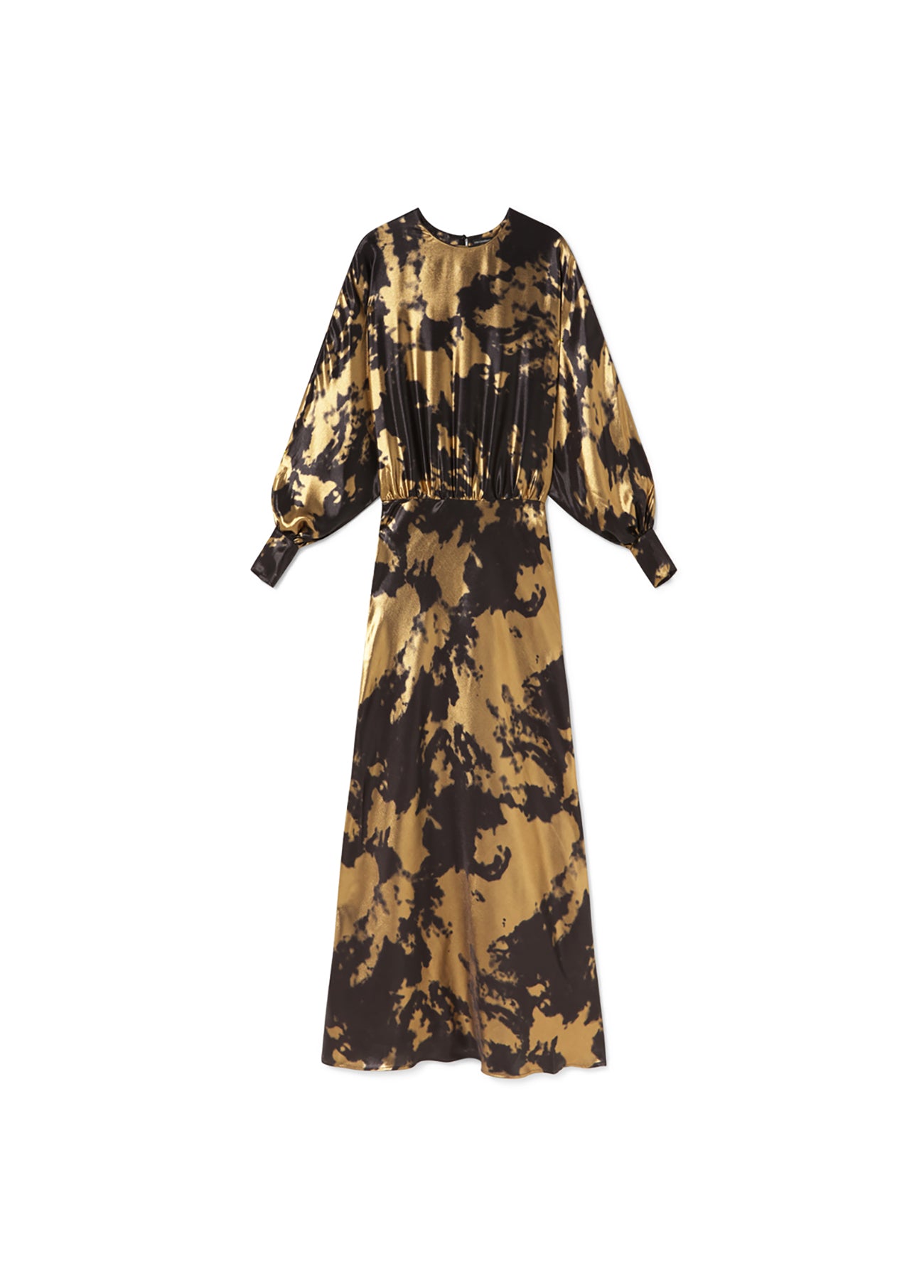 Long Printed Dress with Asymmetric Sleeve
