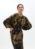Long Printed Dress with Asymmetric Sleeve