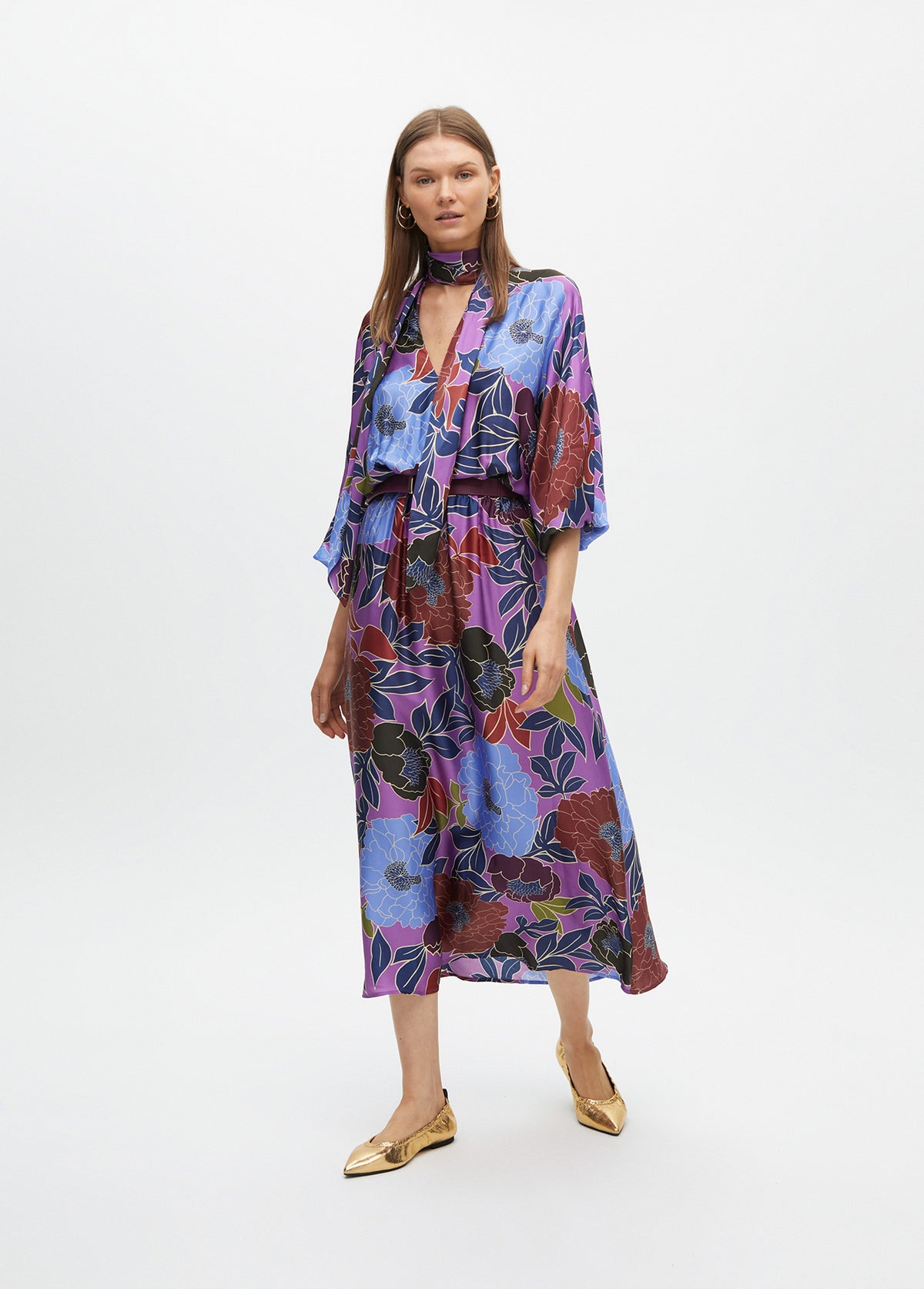Long Floral Print Dress