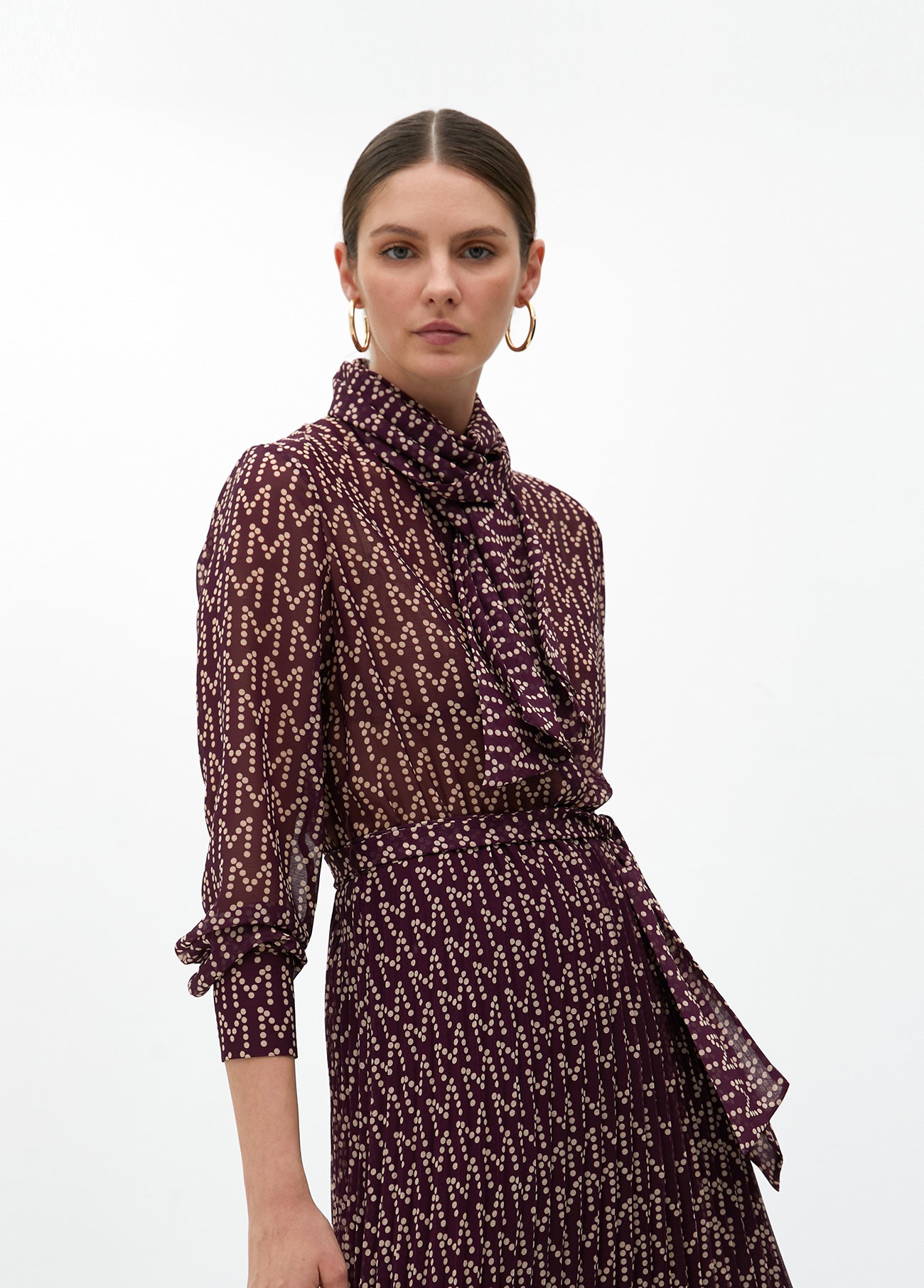 Pleated Long Logo Dress