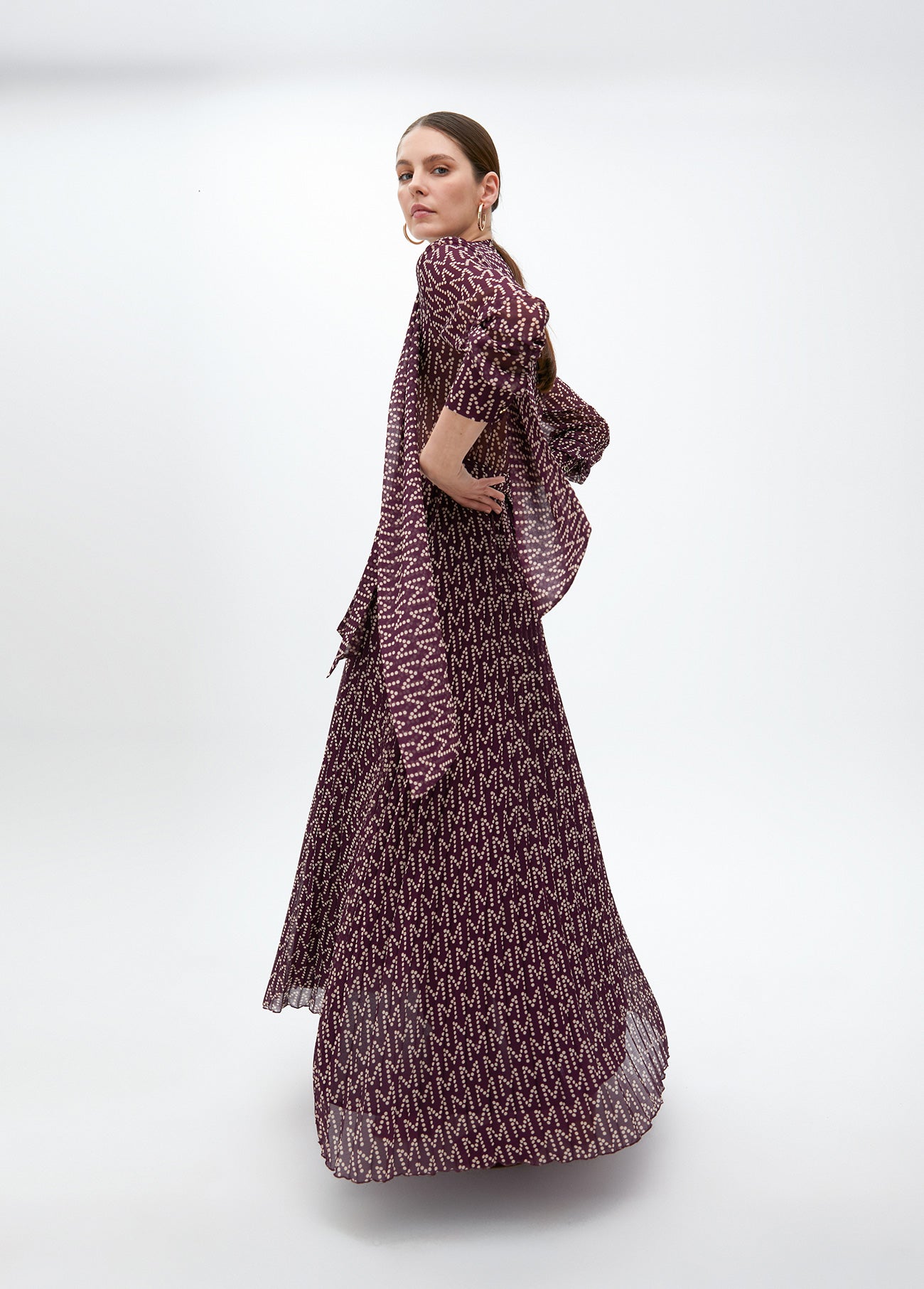 Pleated Long Logo Dress