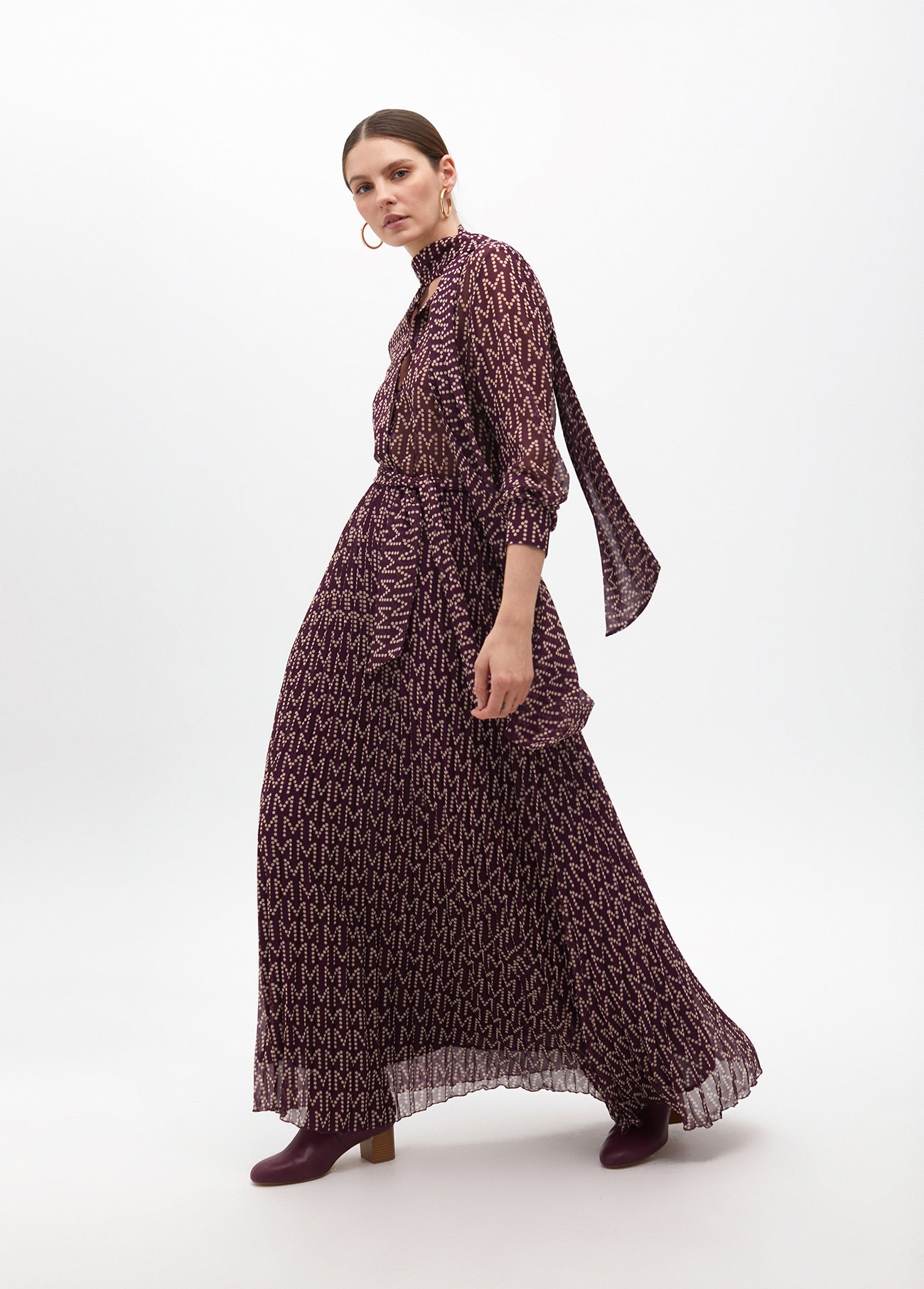 Pleated Long Logo Dress