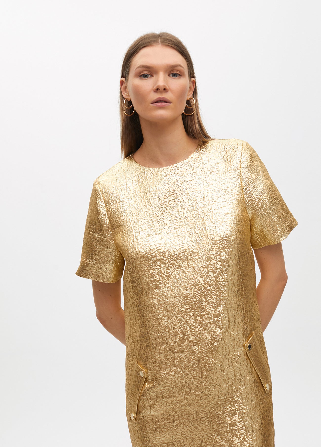 Short Cracked Gold Dress