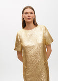 Short Cracked Gold Dress
