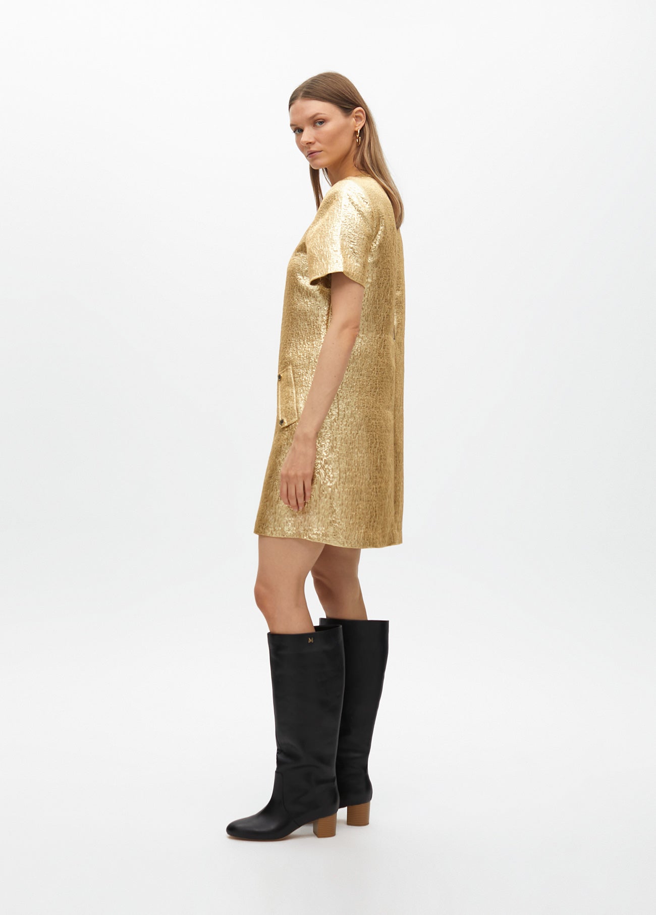 Short Cracked Gold Dress