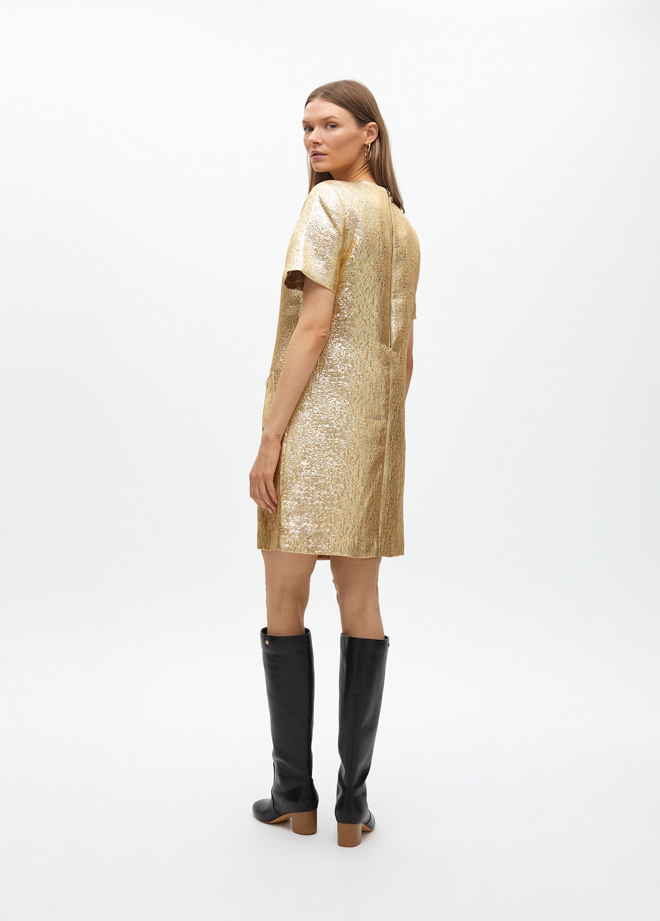 Short Cracked Gold Dress