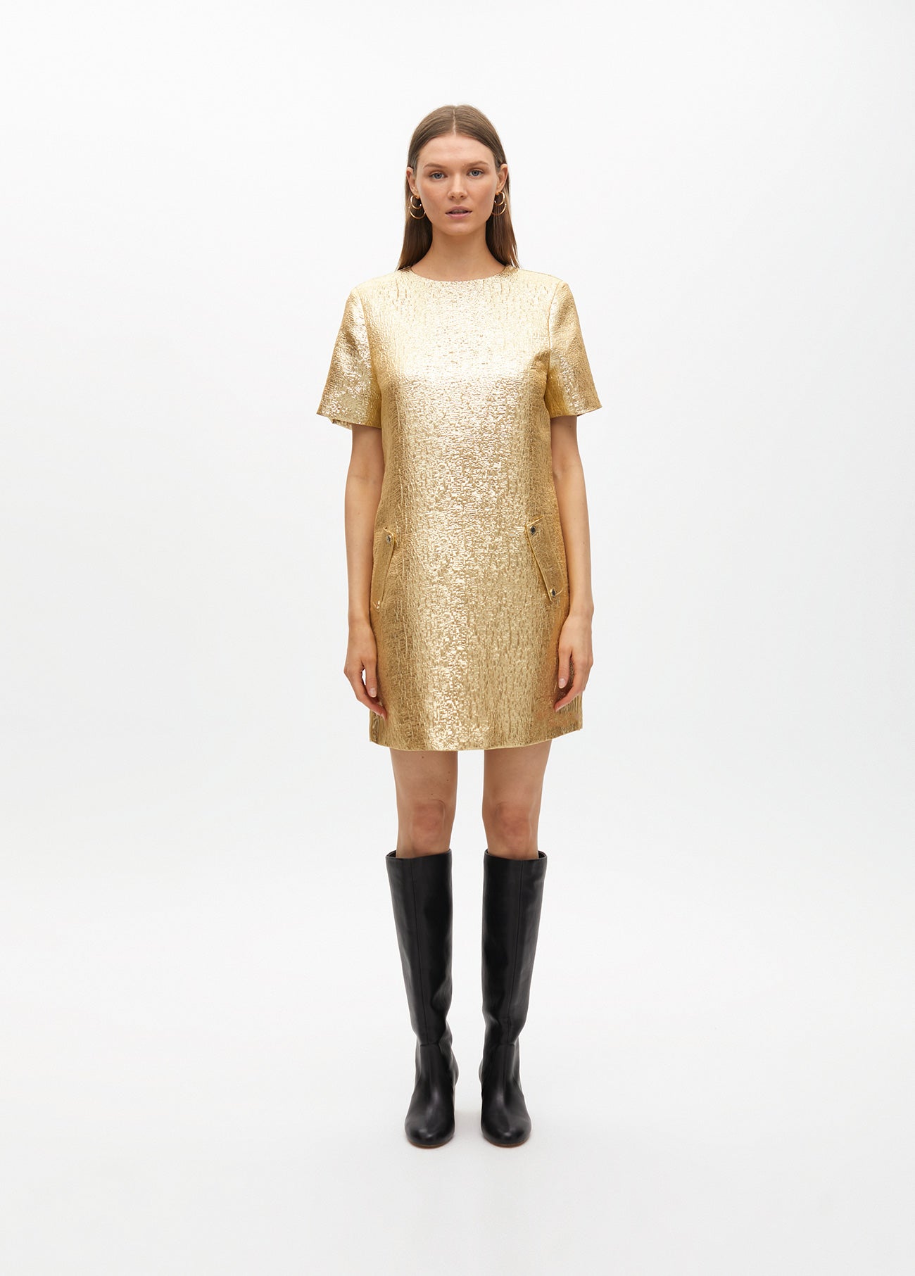 Short Cracked Gold Dress