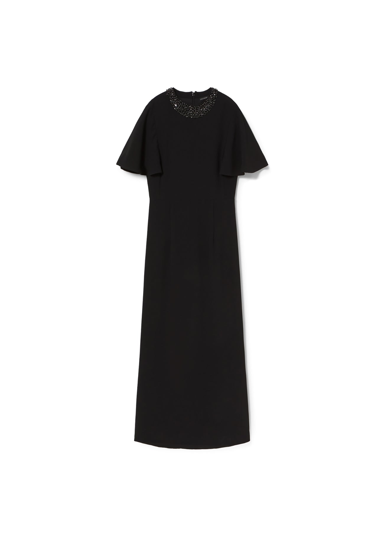 Dress with cape sleeves and a rhinestone collar