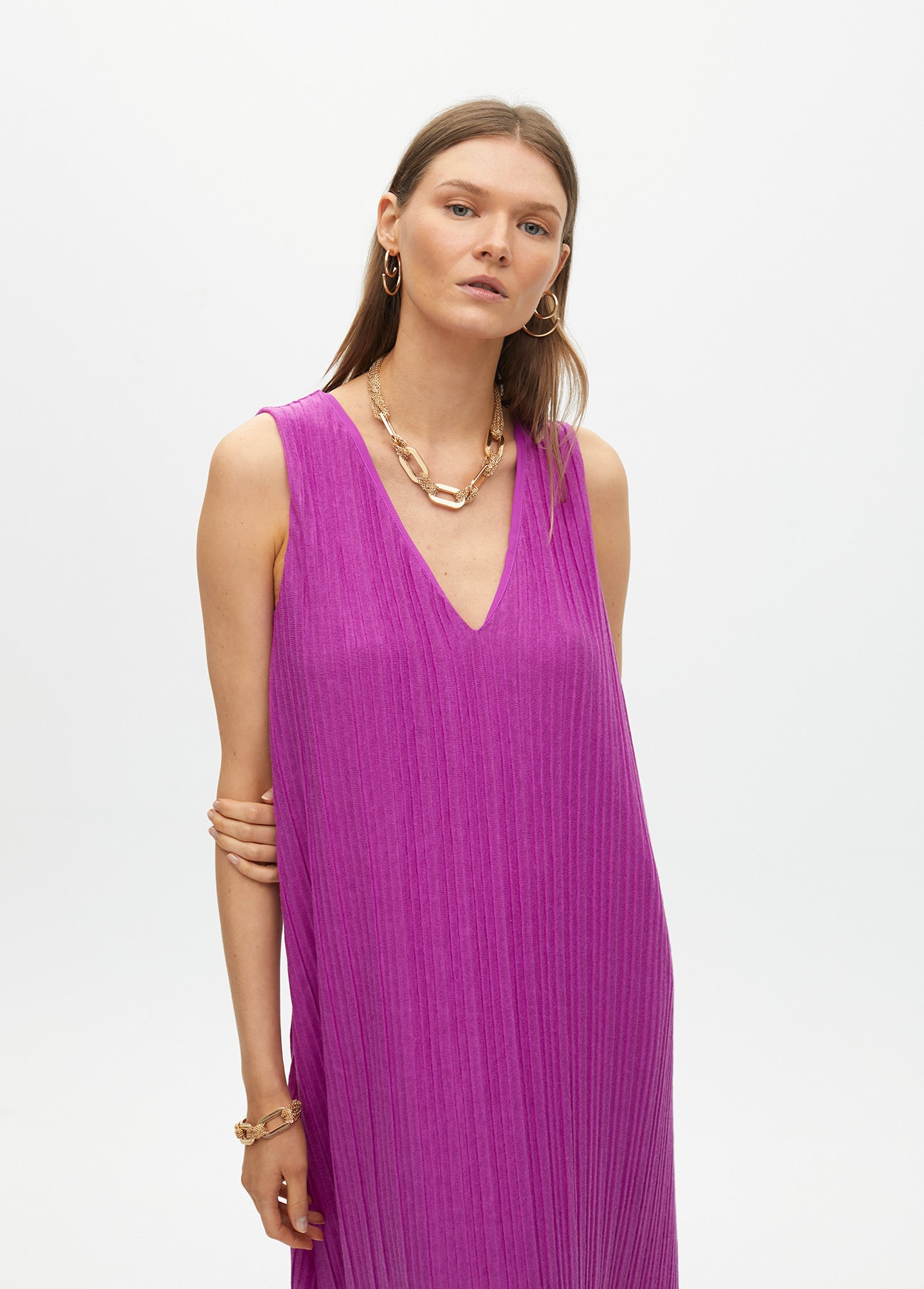 Pleated Strap Dress