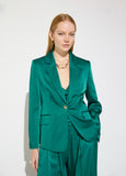 mf2602012-Satin crinkle blazer-Dark Green