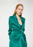 mf2602012-Satin crinkle blazer-Dark Green