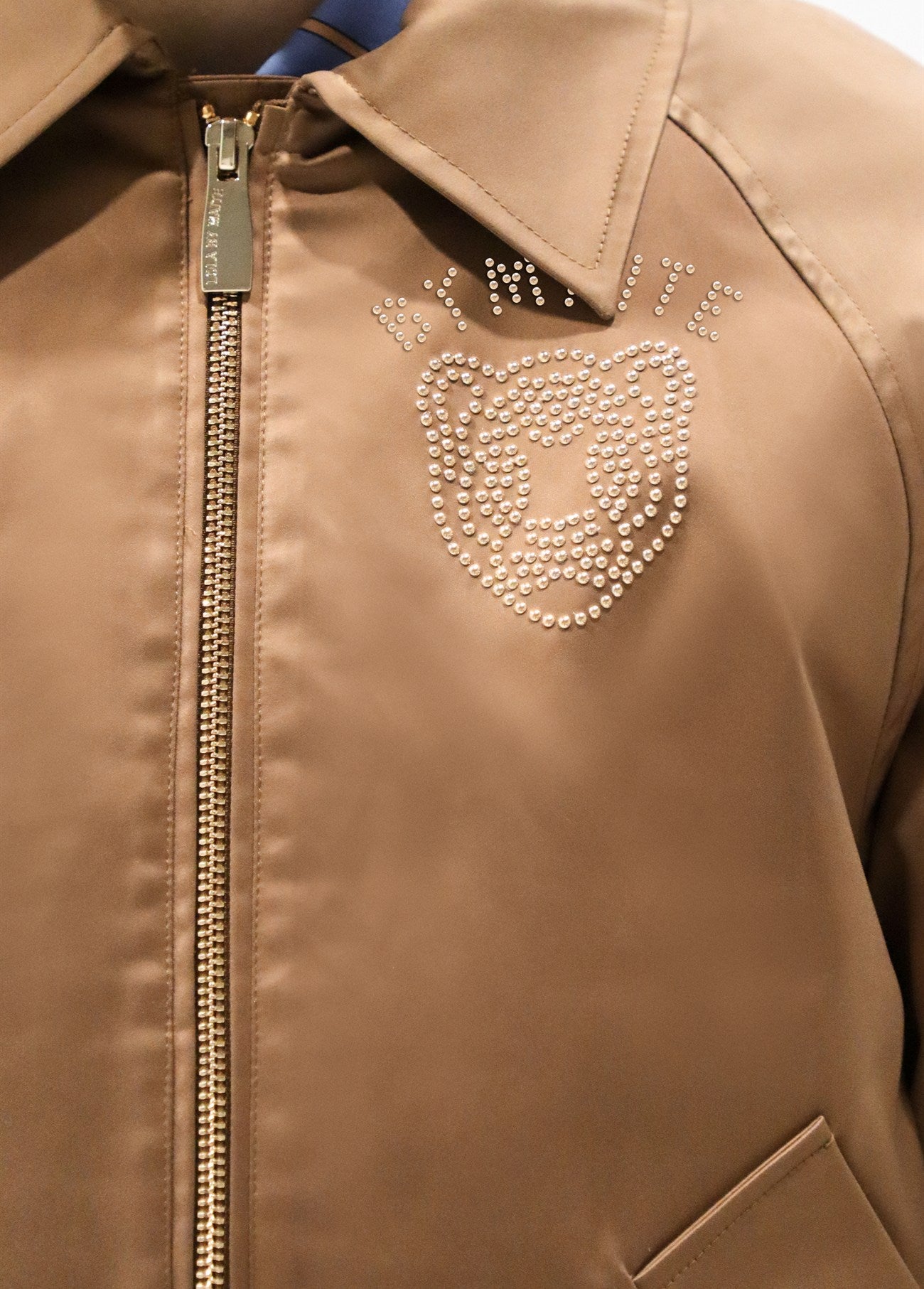 mf2602020-Satin bomber jacket with detachable fur-Beige