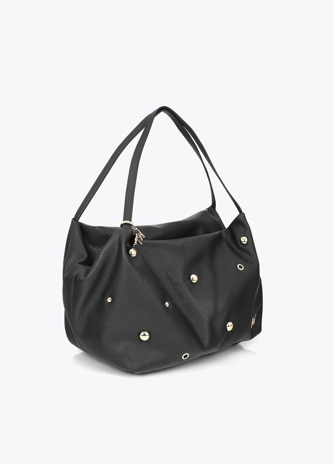 mf2604016-Multi-studded leather effect shopper-Black