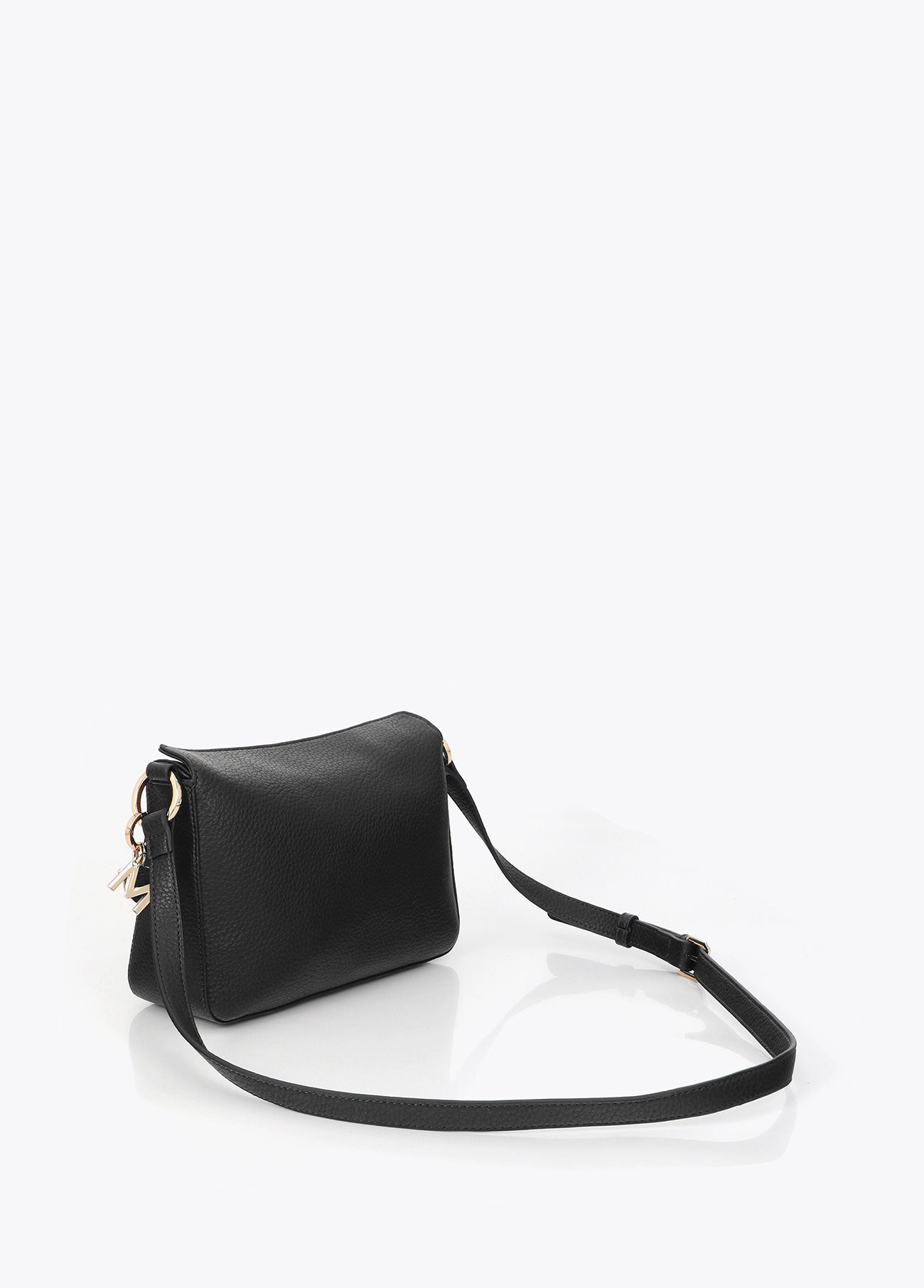 mf2604017-Multi-studded faux leather shoulder bag-Black
