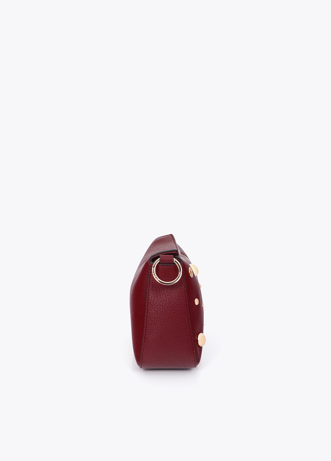 mf2604017-Multi-studded faux leather shoulder bag-Bordeaux