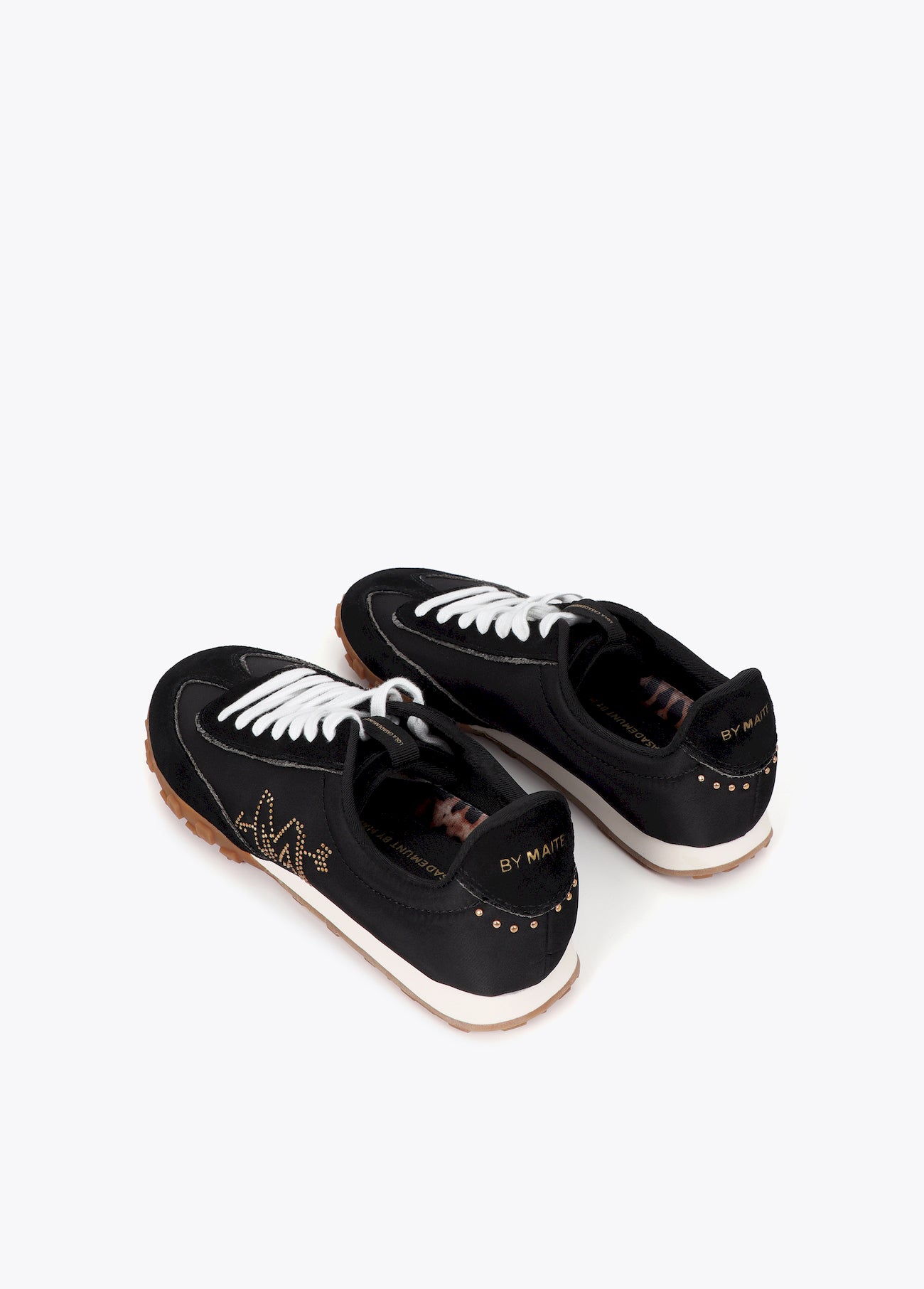 mf2605002-Sneaker with studded motifs combined in different materials and leather-Black-Black