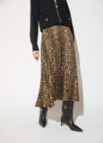 mf2608001-Printed leopard pleated satin skirt-Brown-Multicolor