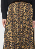 mf2608001-Printed leopard pleated satin skirt-Brown-Multicolor