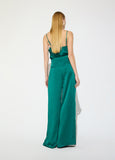 mf2614006-Palazzo crepe double darted pants-Dark Green