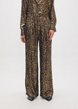 mf2614026-Long leopard pleated trousers printed with black rhinestone splatters-Brown-Multicolor