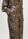 mf2614026-Long leopard pleated trousers printed with black rhinestone splatters-Brown-Multicolor