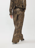 mf2614026-Long leopard pleated trousers printed with black rhinestone splatters-Brown-Multicolor